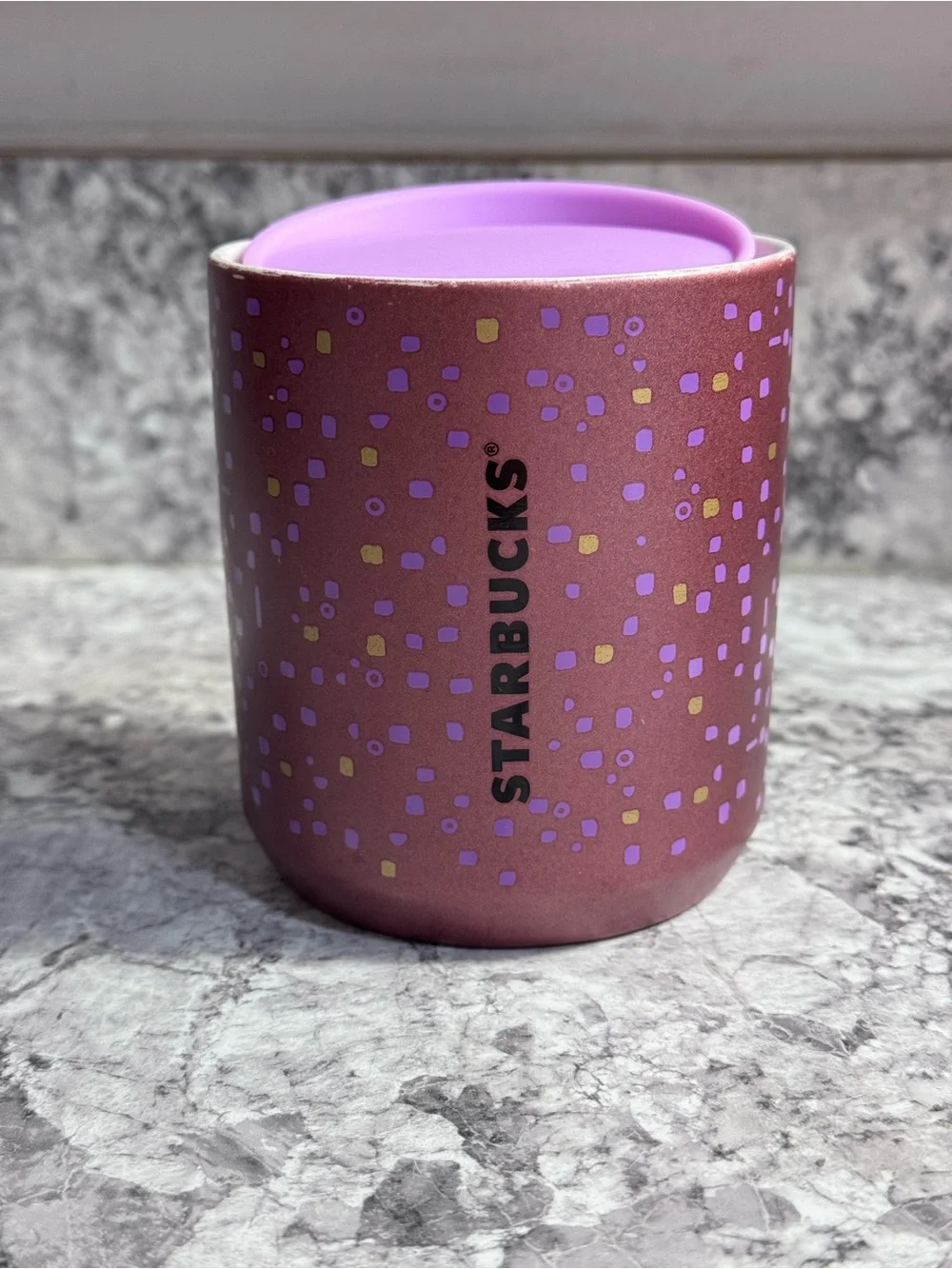 Starbucks Mauve Confetti 8oz Ceramic Travel Mug with Lid